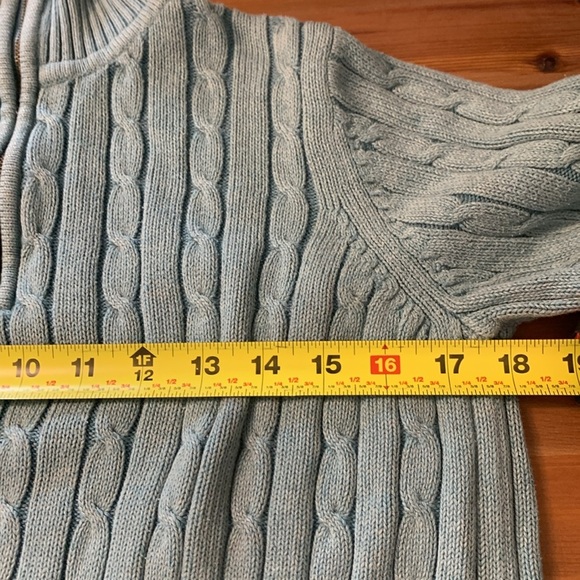Eddie Bauer 100% Cotton Cable Knit Sweater w Ribbing on Cuffs & Bottom 1/4 Zip - Picture 9 of 14